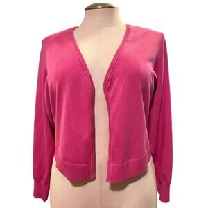 Torrid 3 (3X 22/24) Pink Open Front Long Sleeve‎ Cropped Shrug Cover Up Sweater
